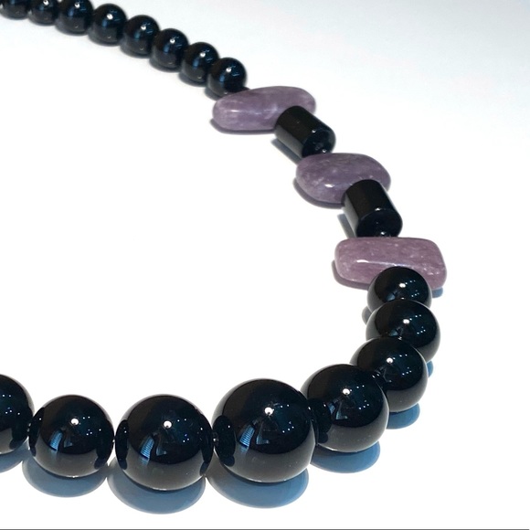 Jay King 925 Black Onyx and Purple Agate Semi-previous Gemstone Necklace - Picture 4 of 13